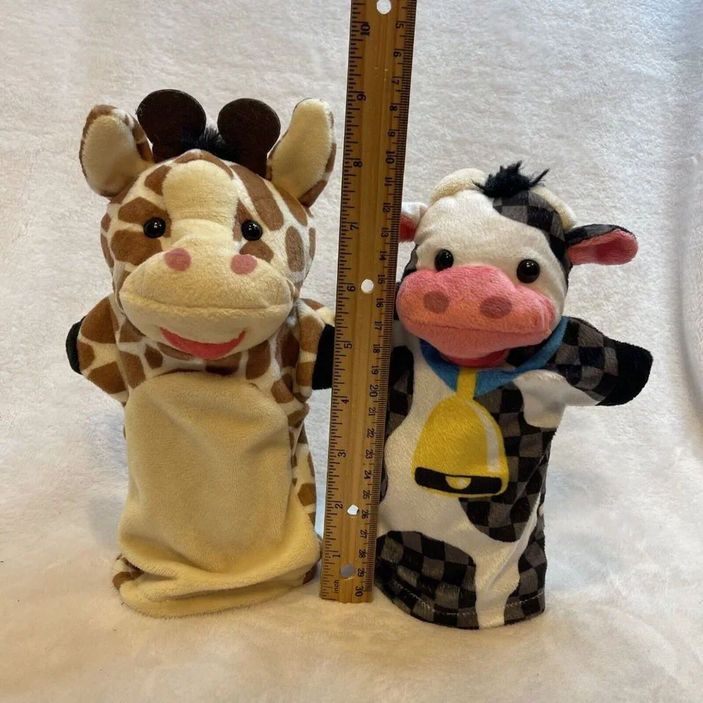 2‎ Piece Puppet bundle Giraffe & Cow Plush Playtime